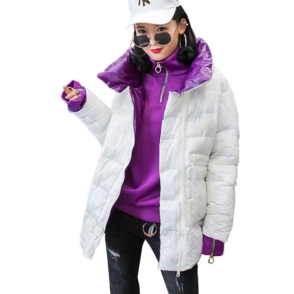 

winter jacket lady new thick keep warm padded jacket fashion glossy coat female casual street style parkas winter coat women 036, Black