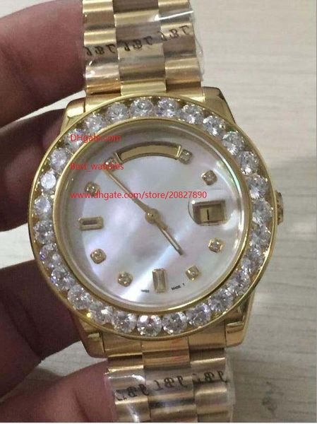 

высокое качество sapphire day-date 2 ii 41mm 228235 президент 18k желтое золото белый циферблат bigger алмазные автоматические механические, Slivery;brown