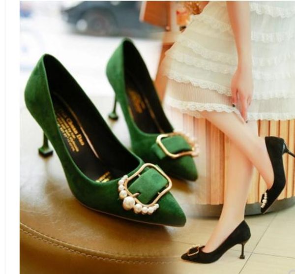 

send high heel shoes 2018 new style autumn women fine heel wedding shoes, Black