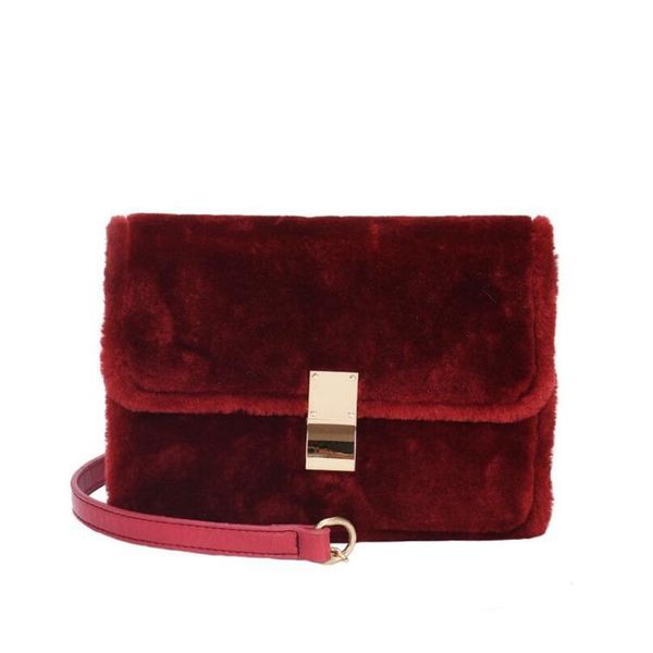 

fur women chain messenger bag girl 2018 autumn winter new velvet shoulder bag retro chain small square cross body