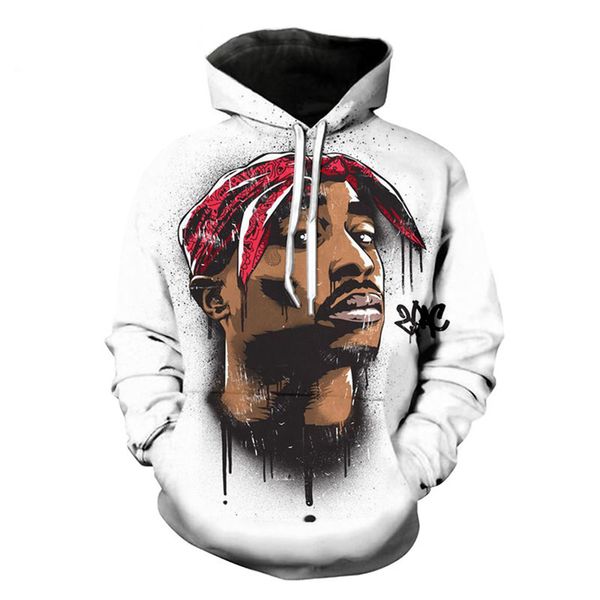 

fashion men/women rap star 2pac tupac 3d funny printed crewneck sweatshirt fashion casual hoodies h437, Black