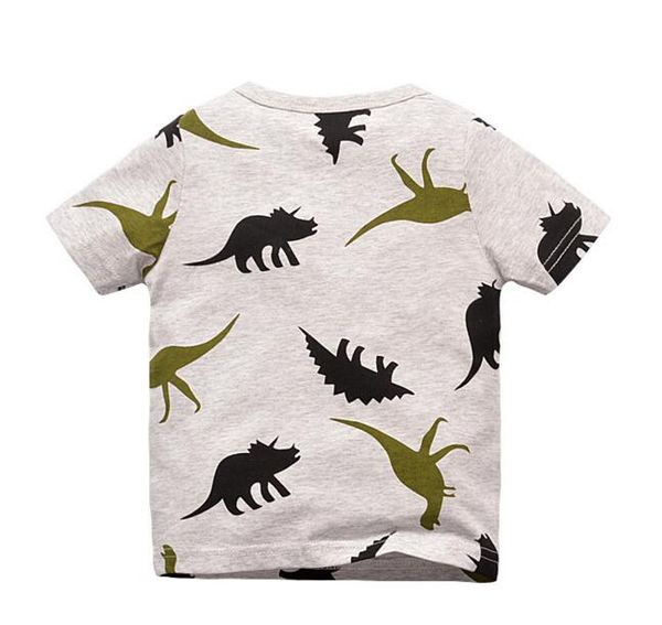 NUOVO ARRIVO Ragazzi Bambini 100% cotone manica corta cartone animato dinosauro tasca stampa maglietta ragazzi maglietta causale estate nave libera