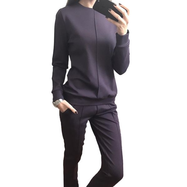 

new fashion women's autumn tracksuit women hoodies 2 -piece set t -shirts +long pants leisure suits female wholesale, Gray