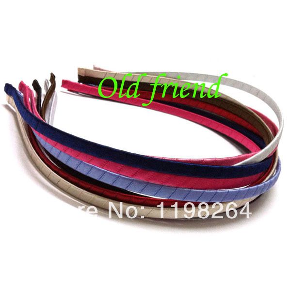 

5mm satin ribbon wrapped metal headbands ,fashion satin covered metal headbands solid headwear 240 /lot 11 color