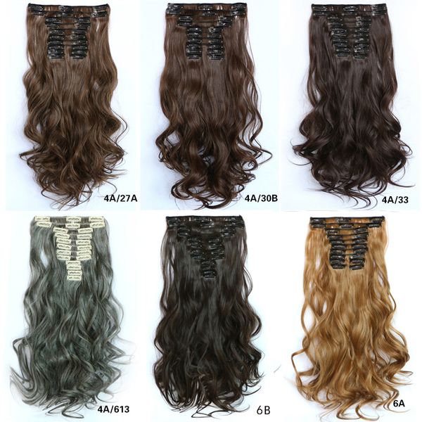 Z F 55cm Clip Hair Extensions Curly Hair Bulk Synthetic Hair