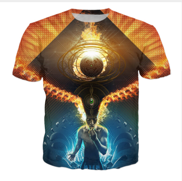 

wholesale-fashion mens/womens summer style psychedemia psychedelic trippy funny 3d print casual t-shirt dxr0067, White;black