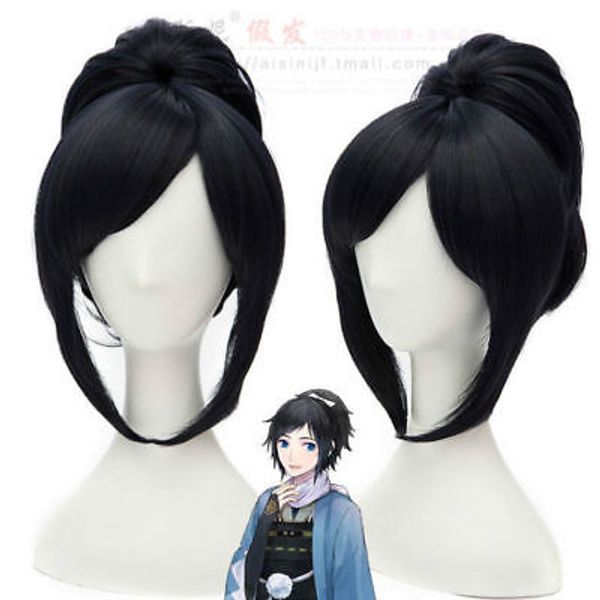 

women's cosplay short black cosplay synthetic wavy hair wigs, Black;brown
