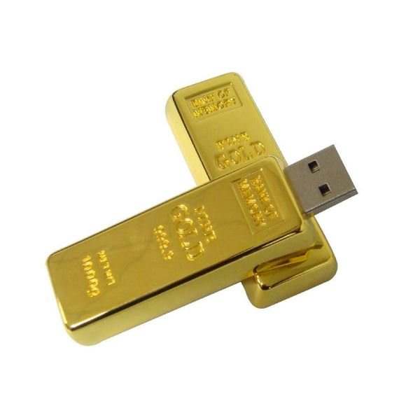 NUOVA chiavetta USB 2.0 a forma di barra d'oro da 32 GB abbastanza memory stick pen drive in metallo per computer portatile Macbook Tablet