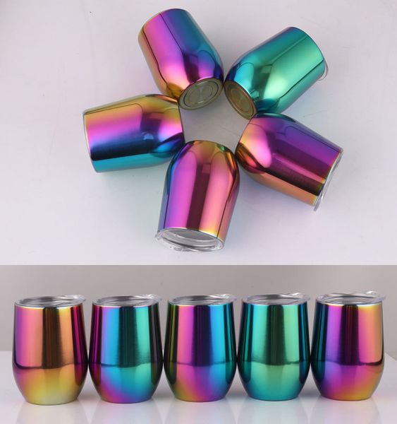 

9 унций бутылка воды из нержавеющей стали стакан градиент радуга чашки с крышкой пиво кофе кружки вакуумной изоляцией бокалы путешествия пар