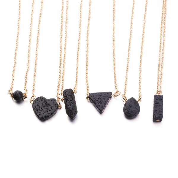 

silver gold plated love heart black lava stone bead diffuser necklace aromatherapy essential oil diffuser necklace for women jewelry
