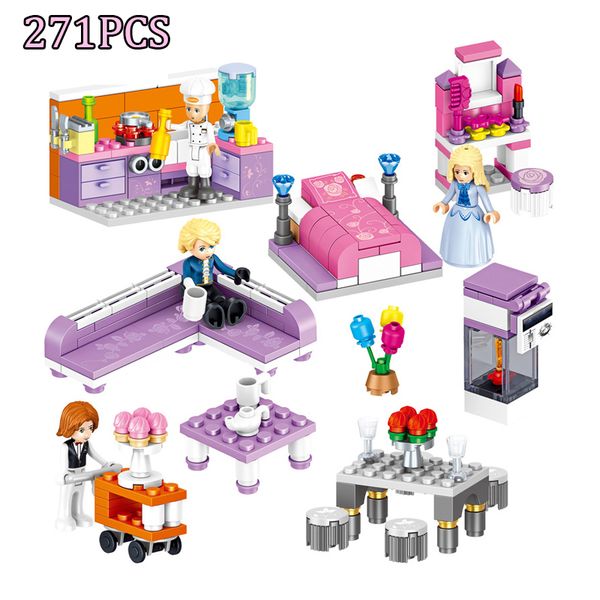 

271pcs building blocks four furniture set gifts housing bricks parent-child activity play toys kids lepin technic blocks toys