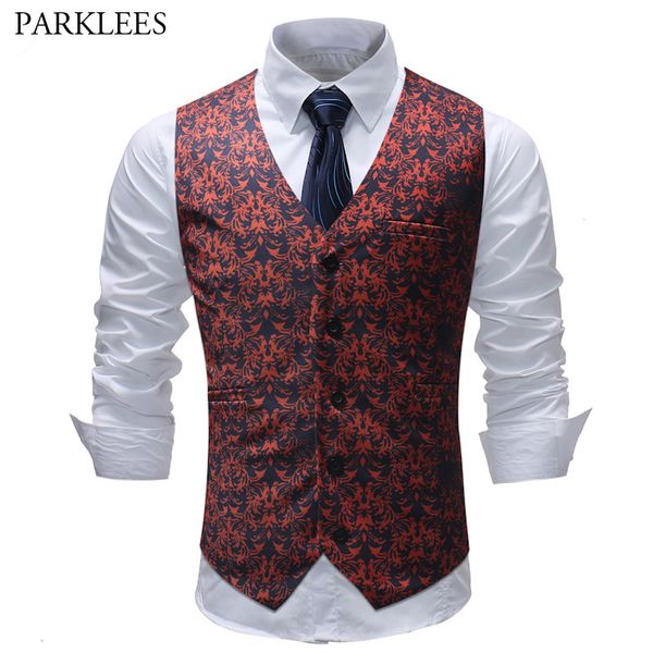 

2018 new arrival fashion floral dress vests for men slim fit mens suit vest wedding business waistcoat men gilet costume homme, Black;white