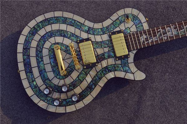 

Manufacturer direct elling cu tom hop abalone inlay electric guitar with dragon decor for neck cu tom available