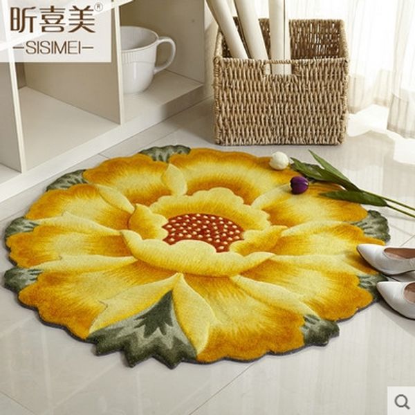 

90cm diameter 3d sunflower carpets for living room soft children play mat rugs and carpets floor mat/doormat bedroom area rug