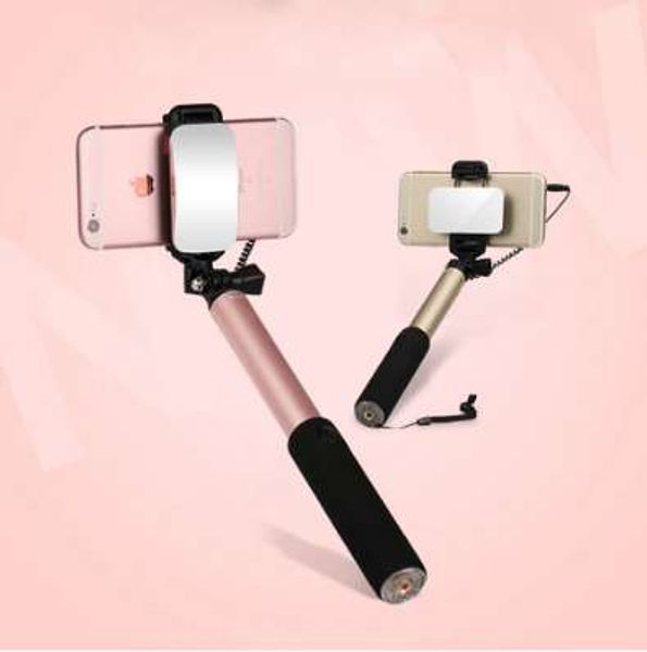 Perche Pal Rod Pau De Selfie Selfie Stick para Android iPhone Samsung Universal com Botão Espelho Monto Monopod SelfIpalka