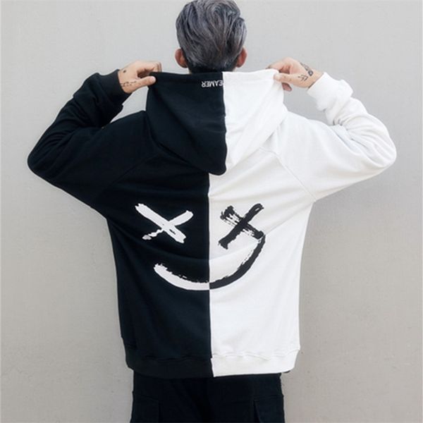 

dropshipping suppliers usa men hoodies sweatshirts smile print headwear hoodie hip hop streetwear hoodies size s-2xl 100% cotton, Black