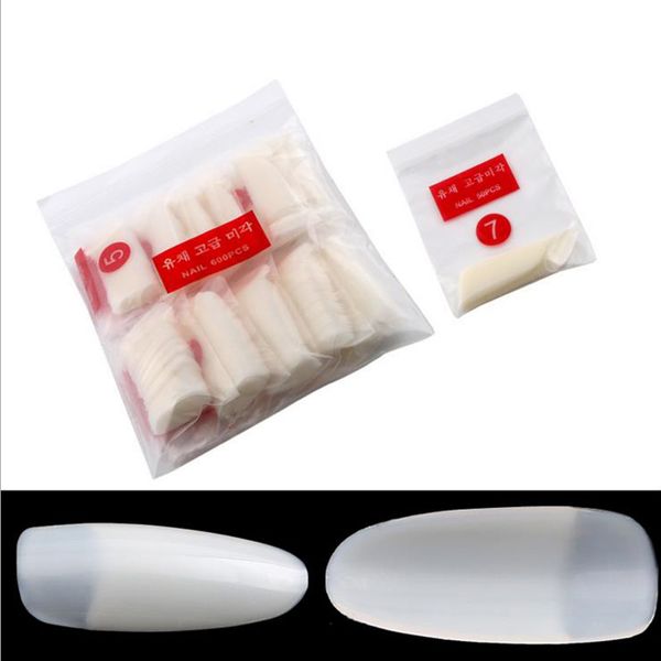 

jearlyu new 600pcs/bag fake nails natural/white half nail tips acrylic uv gel manicure nail art tips artificial oval false nails, Red;gold