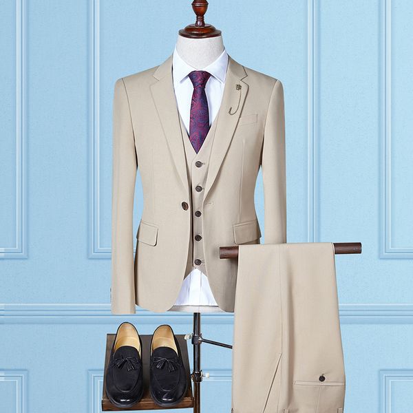 

jacket+vest+pants)men slim fit suits men's wedding suits with pants business mens formal, White;black