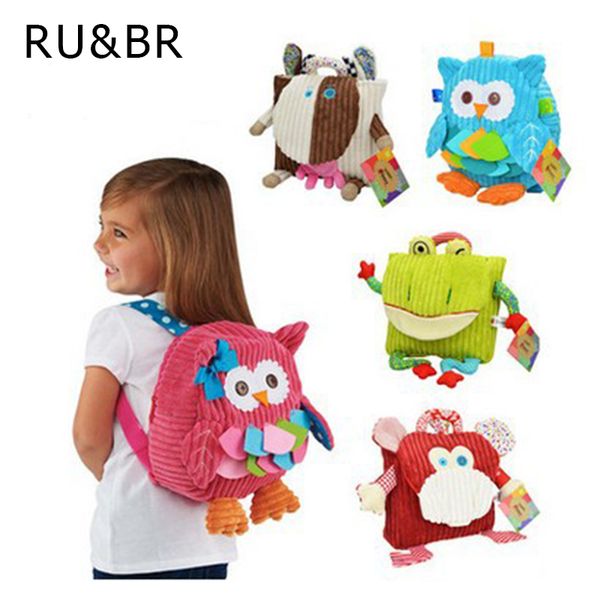 

ru&br cute animal figure bag kid plush school backpacks kid girls boys gifts toy owl cow frog lion monkey school bag cartoon