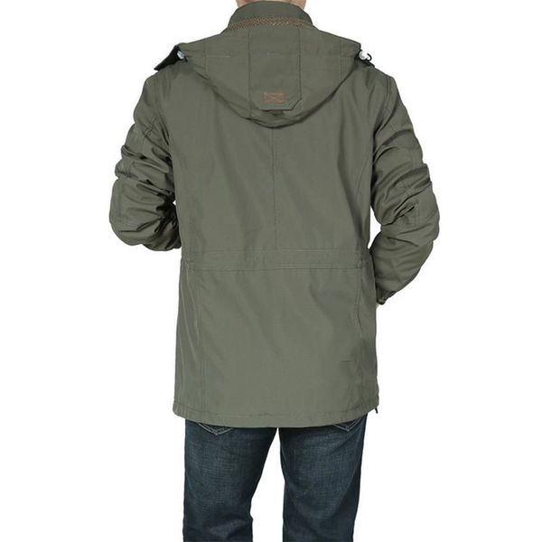 

Polyester Brand Clothing Bomber Jacket Men Army Jacket Army Green Multi-pocket Waterproof Jacket Windbreaker Men Coat New