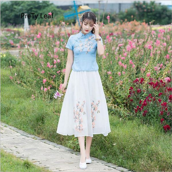 

2018 summer new embroidered high waist chiffon skirt, Black