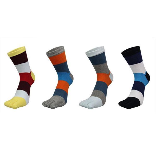 

soft comfortable coon toe socks mens 4 pairs/lot coloured deodorization long sock male five finger socks, Black