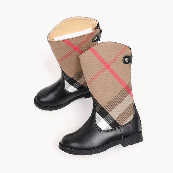 

Snow boot kid fa hion plaid boot warm in ide rubber ole vamp cow leather winter cla ical warm hoe eu 26 36