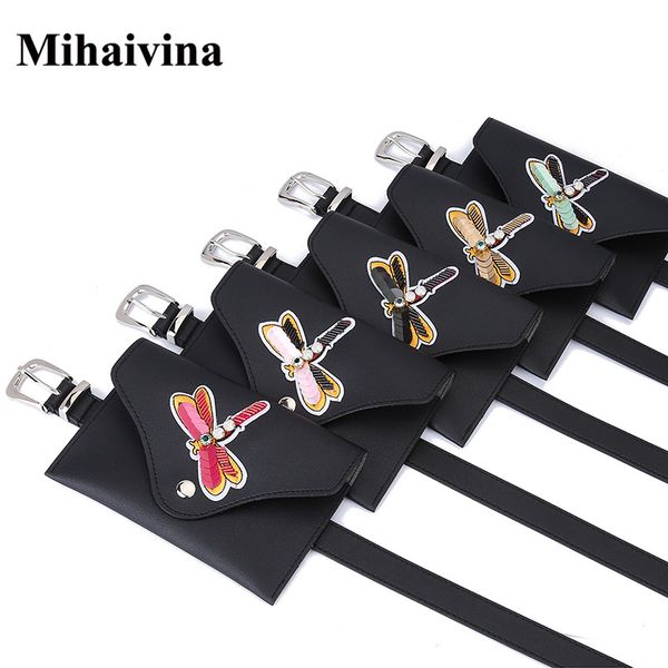 

mihaivina new women waist belt bag fashion hand bag with dragonfly small belt leather bags female pouch for iphone x