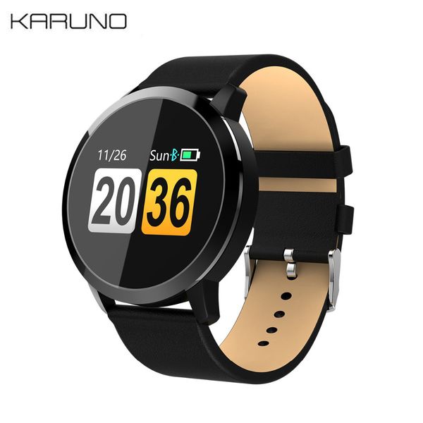 

karuno q8 smart wristbands watch led color screen smartwatch men fashion fitness tracker heart rate monitor, Slivery;brown