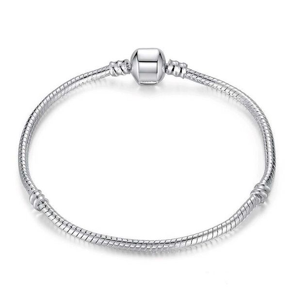 

fashimix size retro 925 silver bracelet with logo 17cm-21cm snake chains diy jewelry accessories fit european style beads, Black
