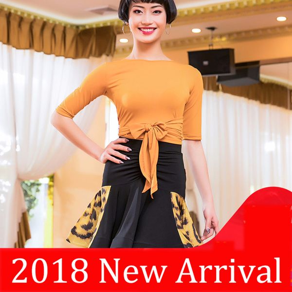 

elegant fashion latin dance shirt for ladies black leopard red origin woman feminine classical ballroom clothes y10594, Black;red