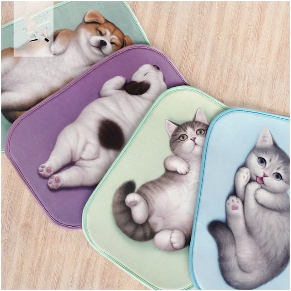 3d Cartoon Cat Welcome Mat Square Anti Slip Bedroom Doormat Fleece