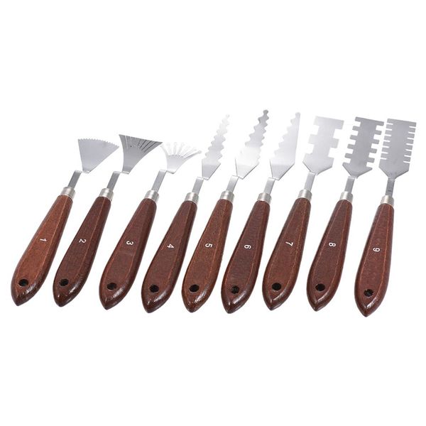 

worison 9 pcs palette knives painting mixing scrapers spatula art tools set for oil painting special effects artist accessorie, Black;red