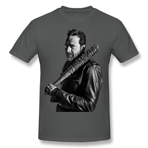 

classic man 100% cotton walking dark shirt t shirt man crewneck the negan tee plus dead sleeve clothing blue printed size t short ujgk, Black