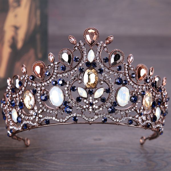 

luxury vintage bridal crown rhinestone crystals wedding queen big crowns princess crystal baroque birthday party tiaras for bride sweet 16, Silver