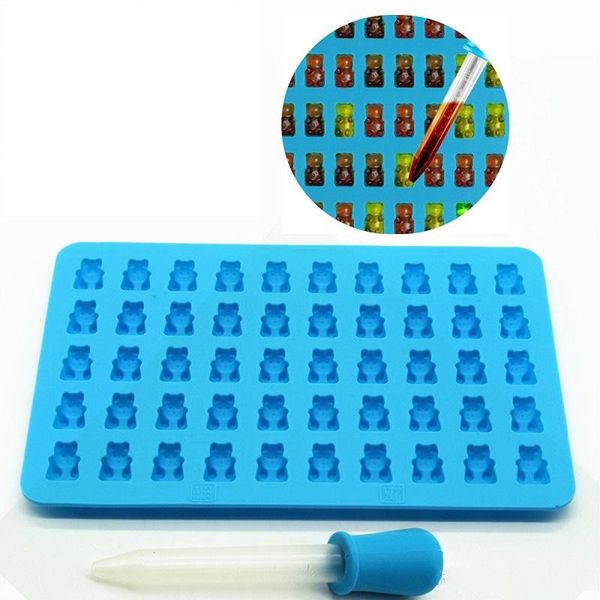 50 Cavity Silicone Gummy Bear Chocolate Mold Candy Maker Ice Tray Jelly Dropper