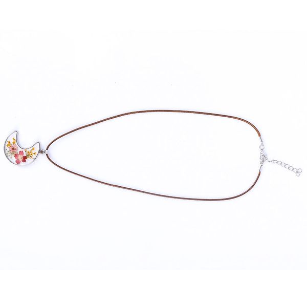 

new fashion handmade natural real dried flower moon glass pendant necklace elegant women pendant necklaces, Silver