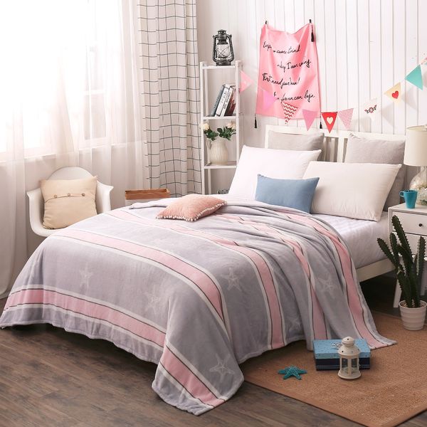 

дешевые 200x230cm домашний текстиль коралловый флис звезда одеяло на кровати бросить одеяло теплая зима диван покрывало розовый путешествия