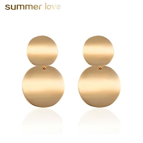 

fashion sliver gold color geometric metal dangle earring for women circle shining punk style zinc alloy drop earring jewelry wholesale, Silver