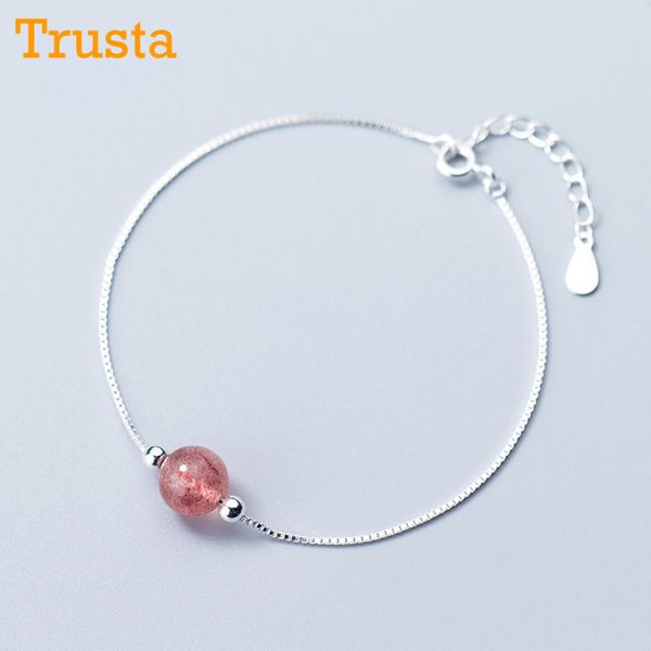 

trusta 100% 925 solid sterling silver fashion strawberry crystal bracelet 17.5cm for 2018 women creative fashion jewelry ds890, Black
