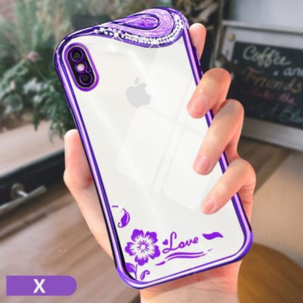 

luxury bling crystal diamond bowknot case for iphone xs max xr x 8 7 6 6s plus soft tpu cover glitter plating slim clear phone cases shell
