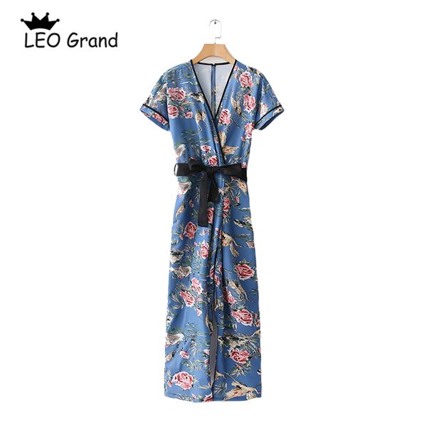 

leo grand women casual floral printed bodysuits cross v neck short sleeves playsuits bow tie design sashes jumpsuits 908138, Black;white