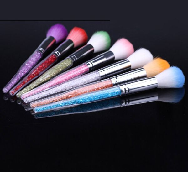 

7 colors nail glitter brush dust clean acrylic uv gel remover rhinestone handle brushes for nails manicure tools, Yellow