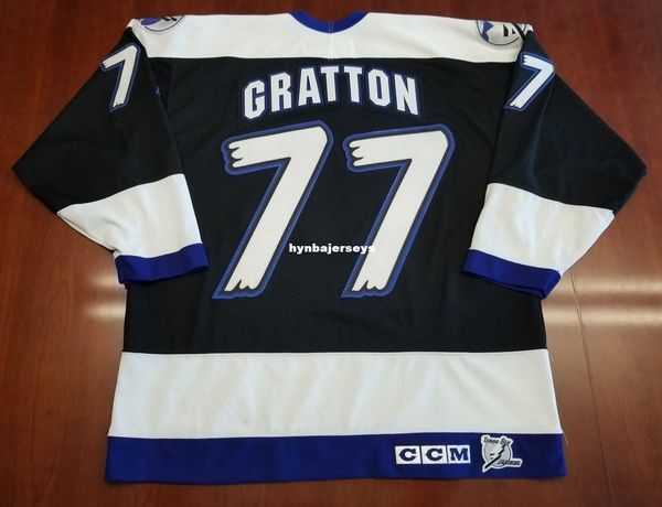 

custom chris gratton #77 tampa bay lightning vintage ccm hockey jersey black mens retro jerseys, Black;red