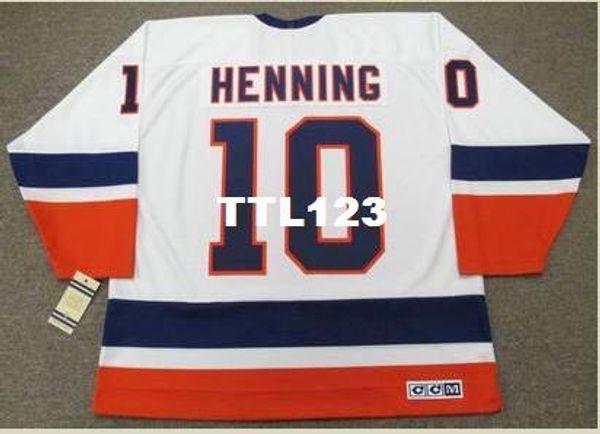 

men #10 lorne henning new york islanders 1978 ccm vintage home hockey jersey or custom any name or number retro jersey, Black;red