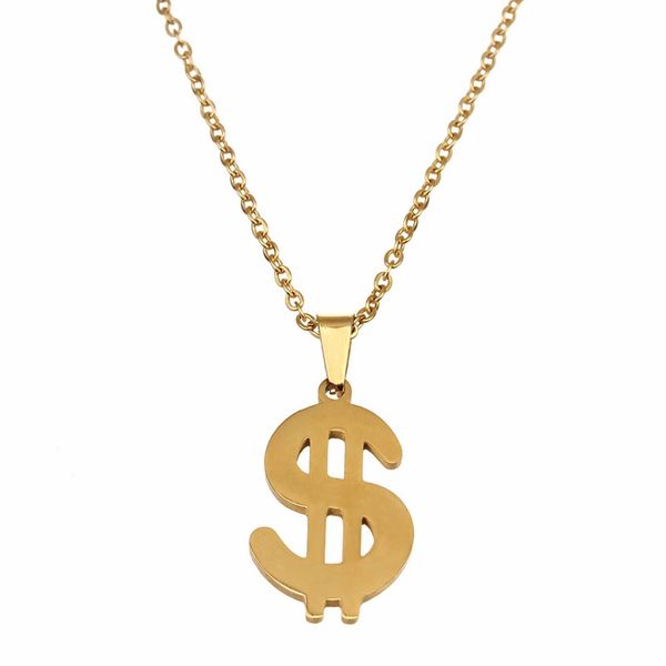 

louleur fashion gold color dollar currency necklace for women men jewelry 316l stainless steel chain necklace hip hop jewelry, Silver