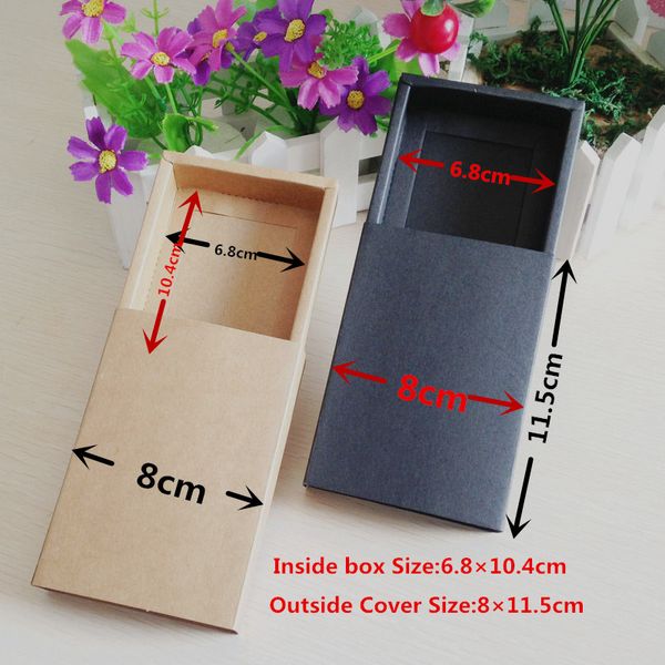 

100pcs/lot brown paper kraft drawer blank boxes carrying case gift kraft drawers packaging cardboard box for earrings/necklaces