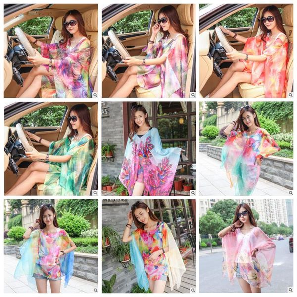 Bikini Cobertura das Mulheres Mulheres Sexy Swimwear Sunbathing Shawl Beachwear Vestidos de Verão Protetor de sol Poncho Fashion Wraps Sarong Scarves B3946