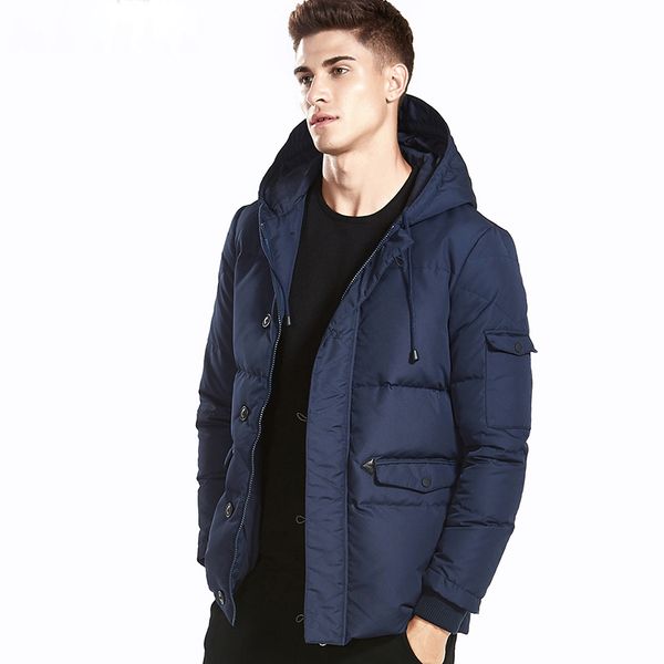 

winter down jackets men clothing 90% white duck down thick warm windproof parka hooded winter coat, Black