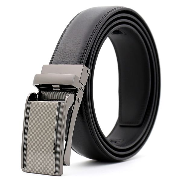 

kaweida 2018 new fashion alloy double automatic buckle belt black genuine leather belt casual for male 110-130, Black;brown